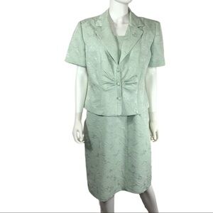 Danny & Nicole Vintage 2-Piece Pastel Green Jacquard Dress & Blazer